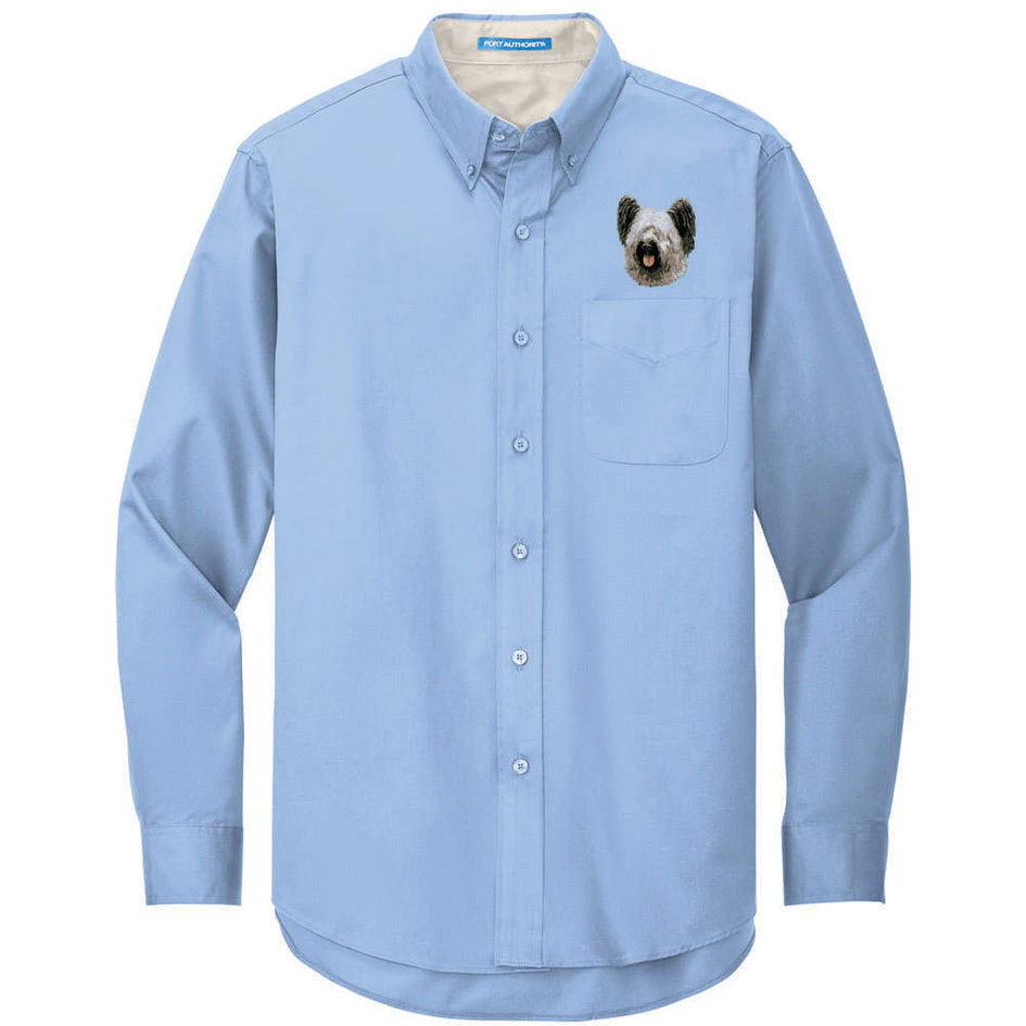 Skye Terrier Embroidered Long Sleeve Button Up Shirt