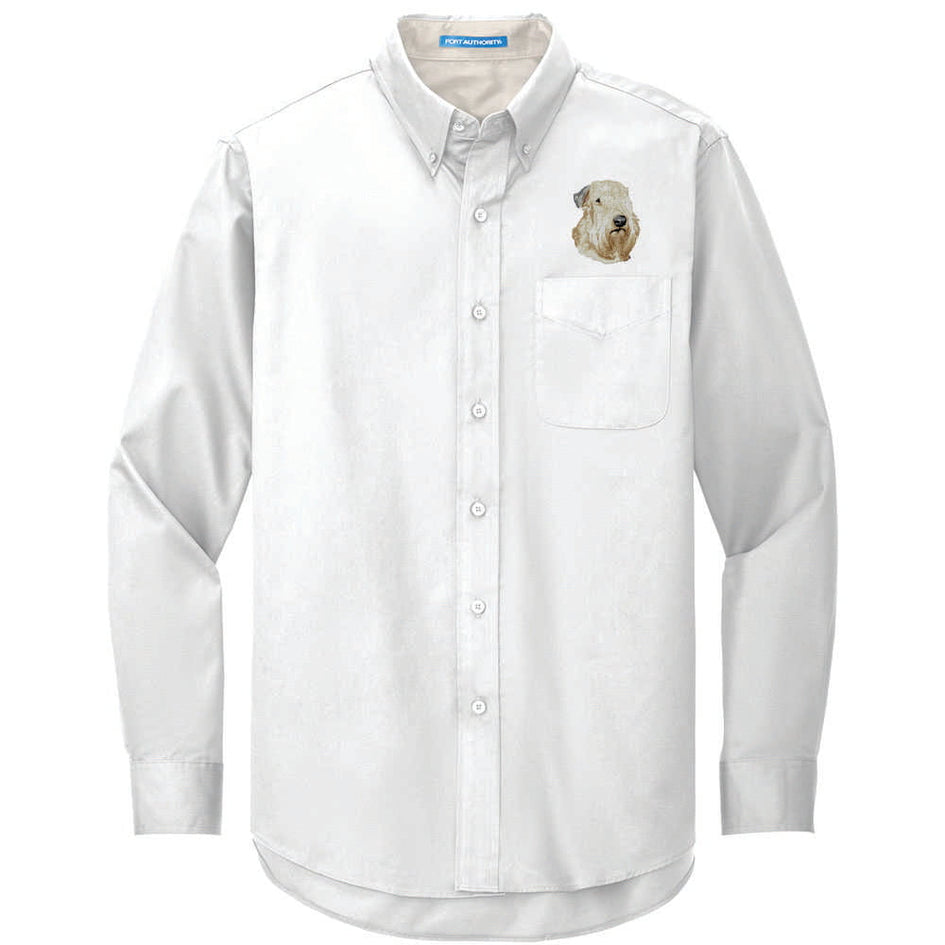 Soft Coated Wheaten Terrier Embroidered Long Sleeve Button Up Shirt