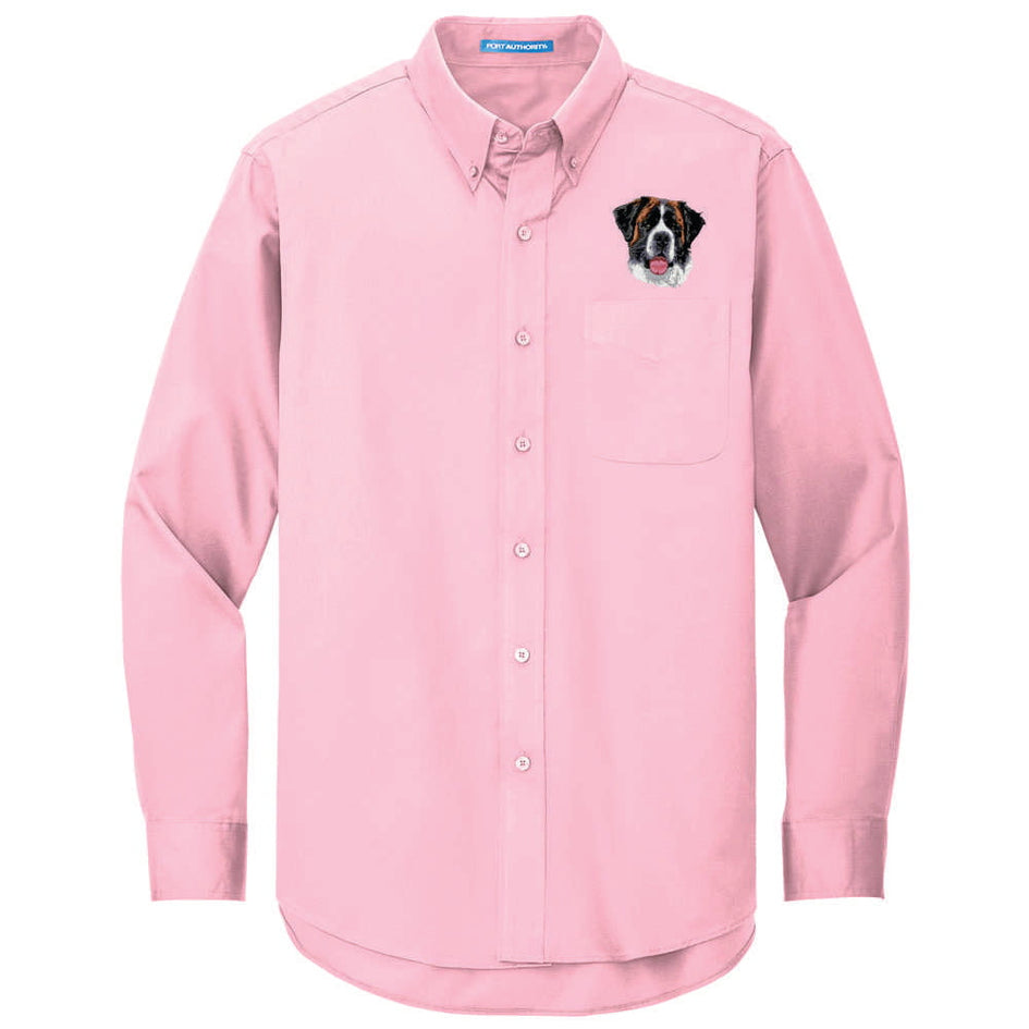 Saint Bernard Embroidered Long Sleeve Button Up Shirt