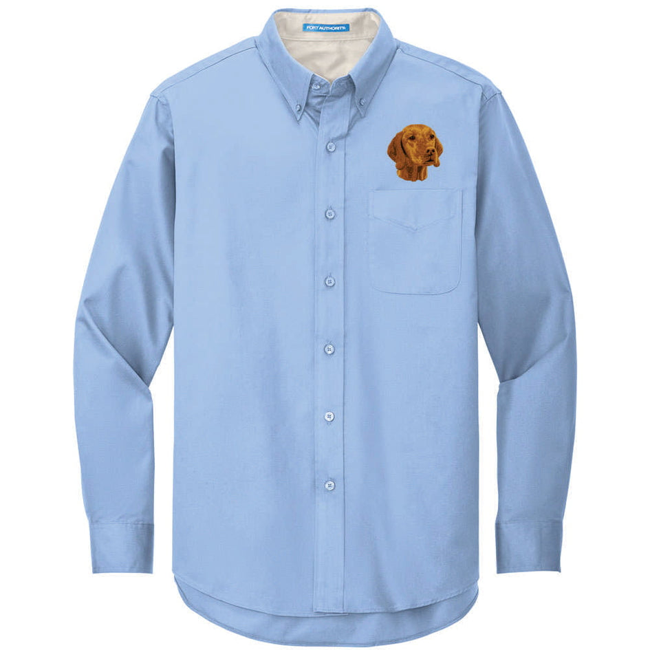 Vizsla Embroidered Long Sleeve Button Up Shirt