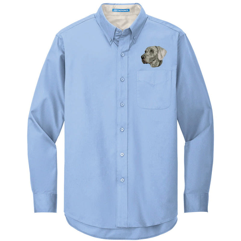 Weimaraner Embroidered Long Sleeve Button Up Shirt