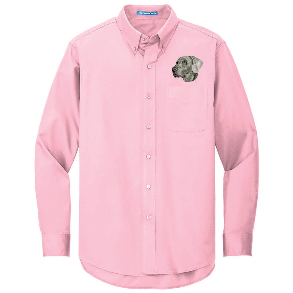 Weimaraner Embroidered Long Sleeve Button Up Shirt