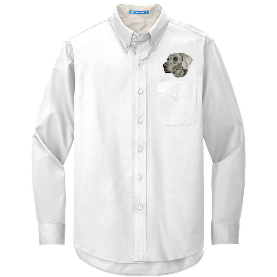 Weimaraner Embroidered Long Sleeve Button Up Shirt