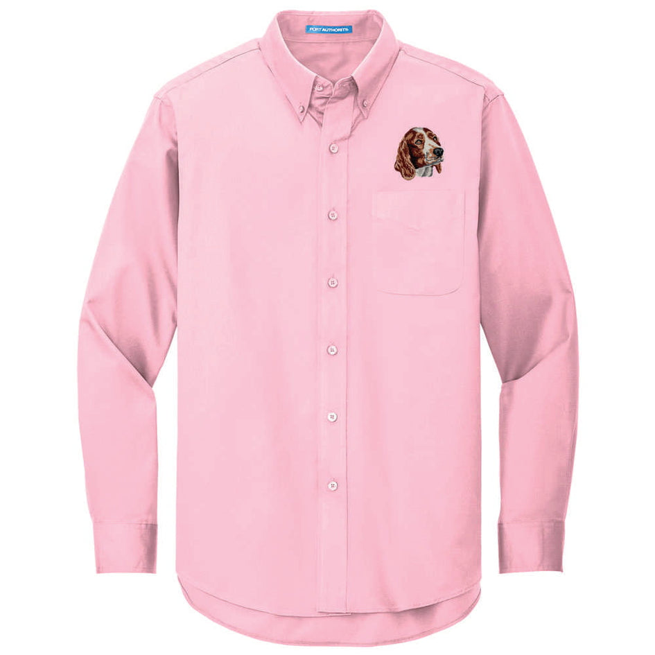 Welsh Springer Spaniel Embroidered Long Sleeve Button Up Shirt