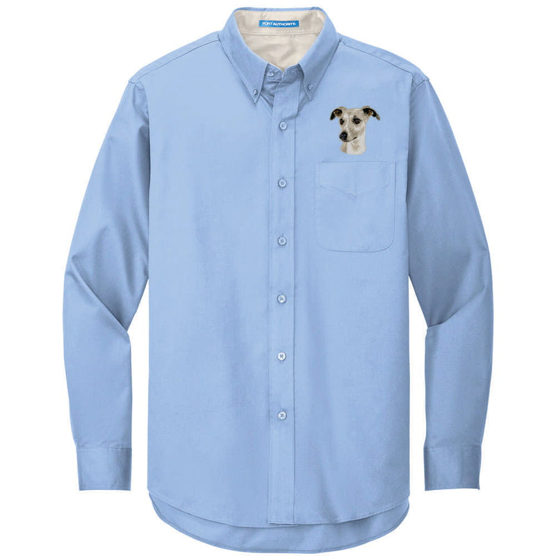 Whippet Embroidered Long Sleeve Button Up Shirt