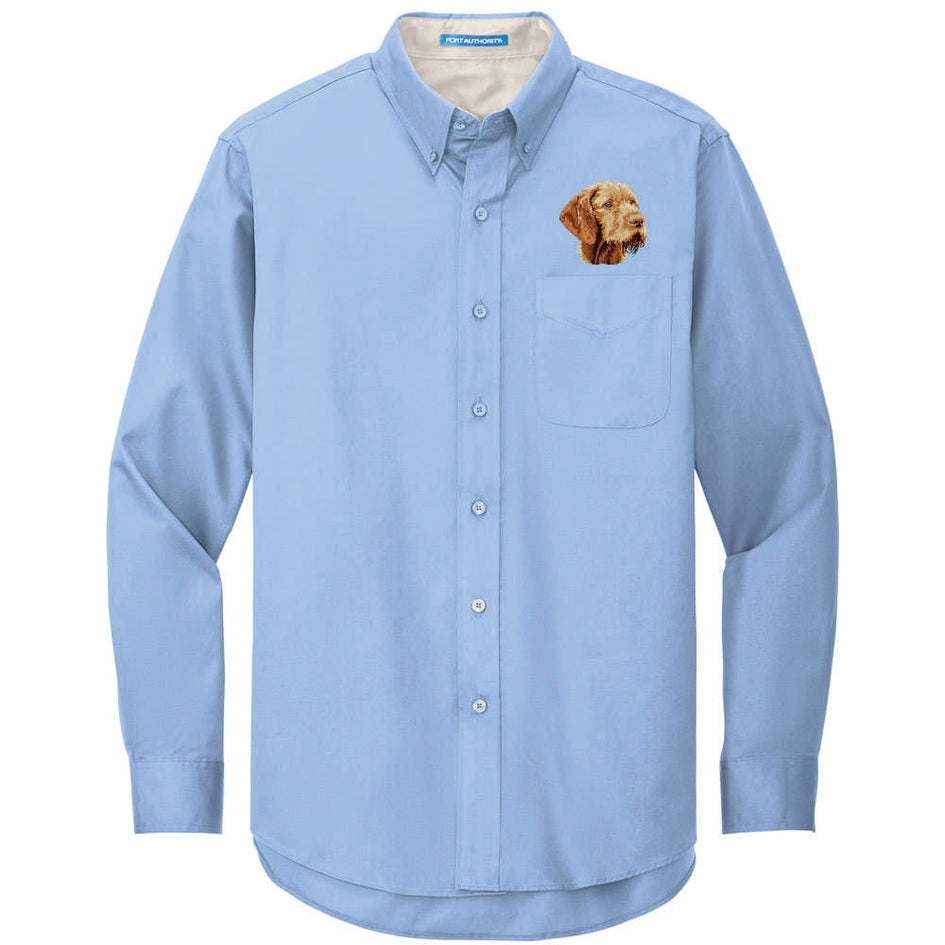 Wirehaired Vizsla Embroidered Long Sleeve Button Up Shirt