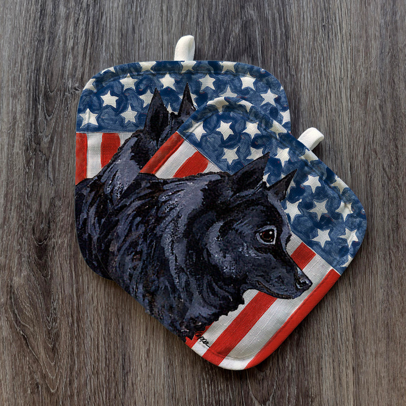 Schipperke  Americana Pot Holder Set