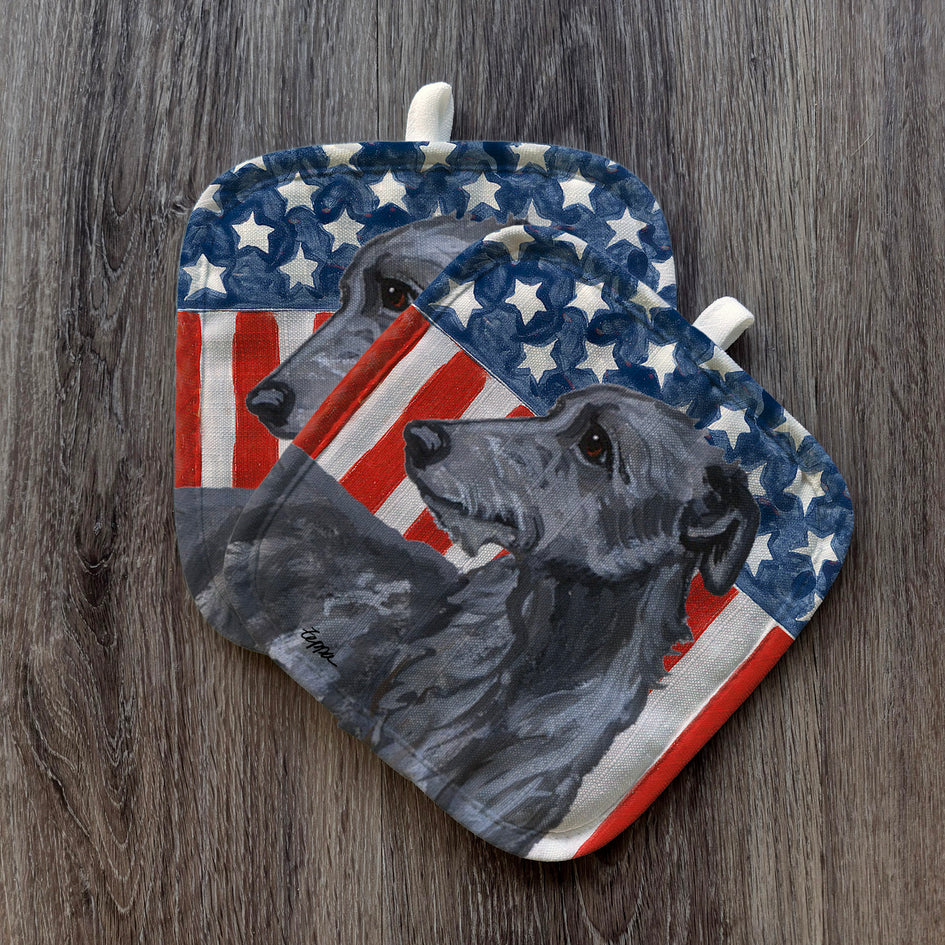 Scottish Deerhound  Americana Pot Holder Set