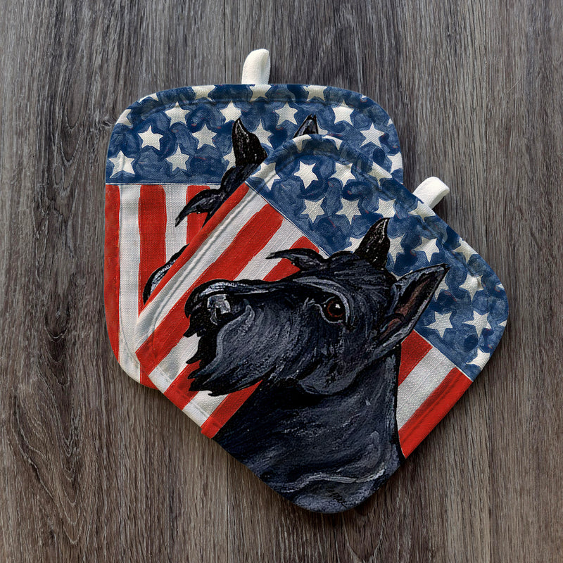 Scottish Terrier  Americana Pot Holder Set