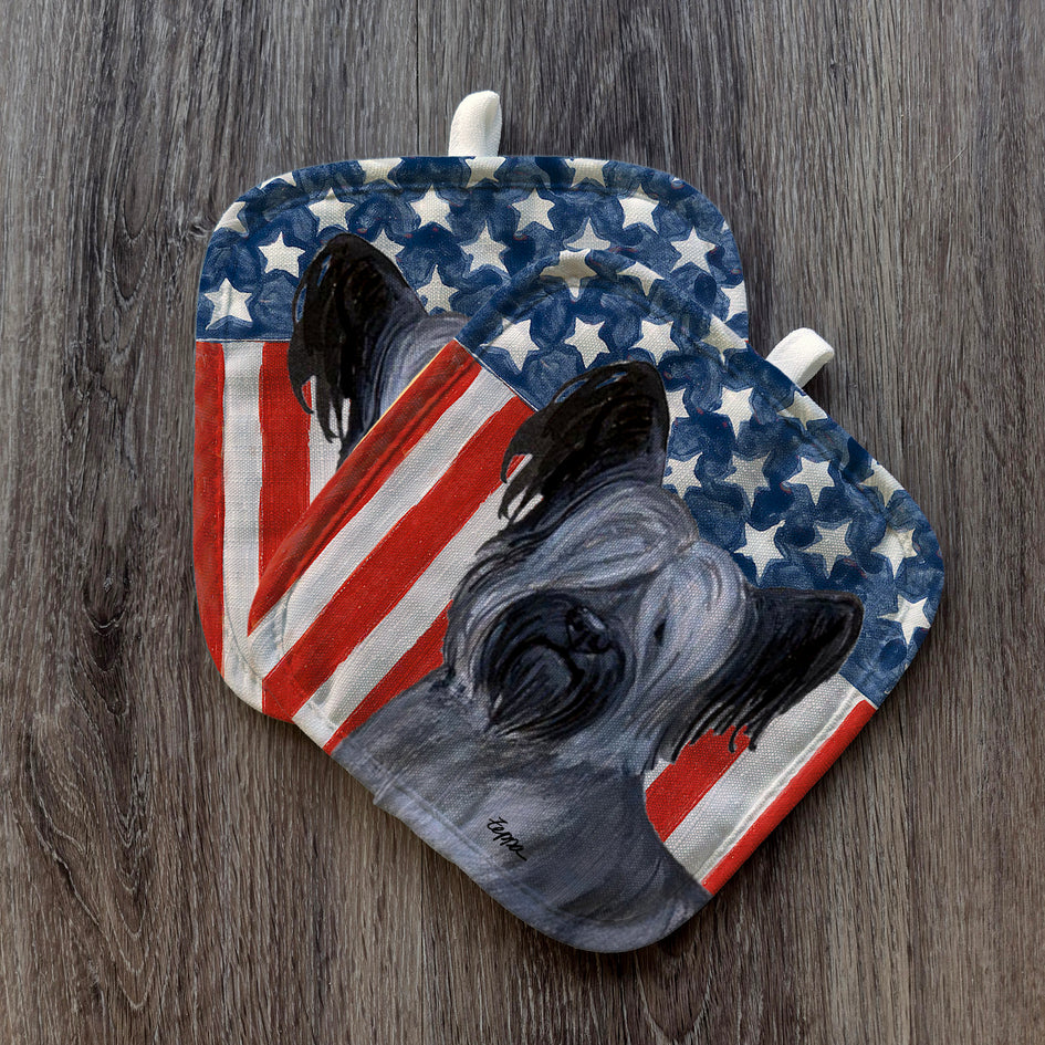 Skye Terrier  Americana Pot Holder Set