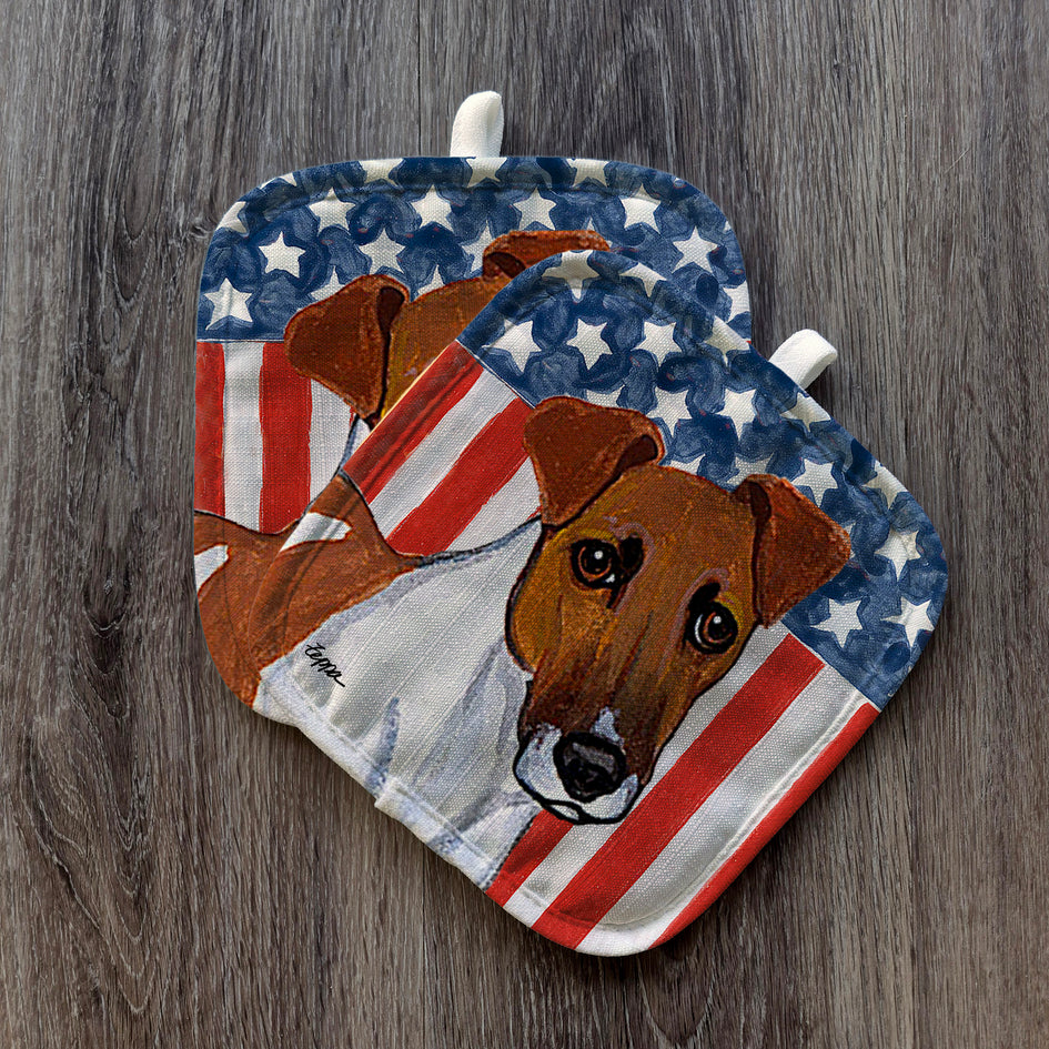 Smooth Fox Terrier  Americana Pot Holder Set