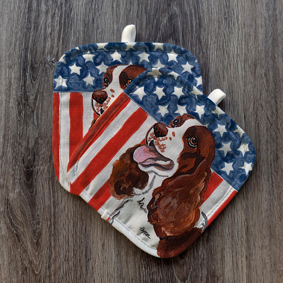 English Springer Spaniel Americana Pot Holder Set