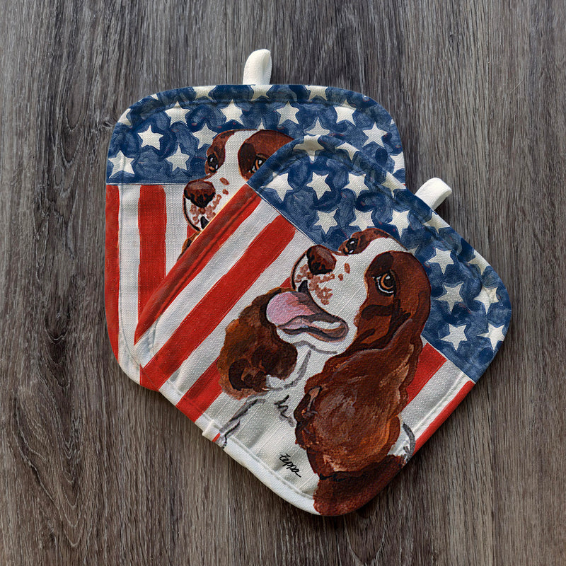 English Springer Spaniel Americana Pot Holder Set
