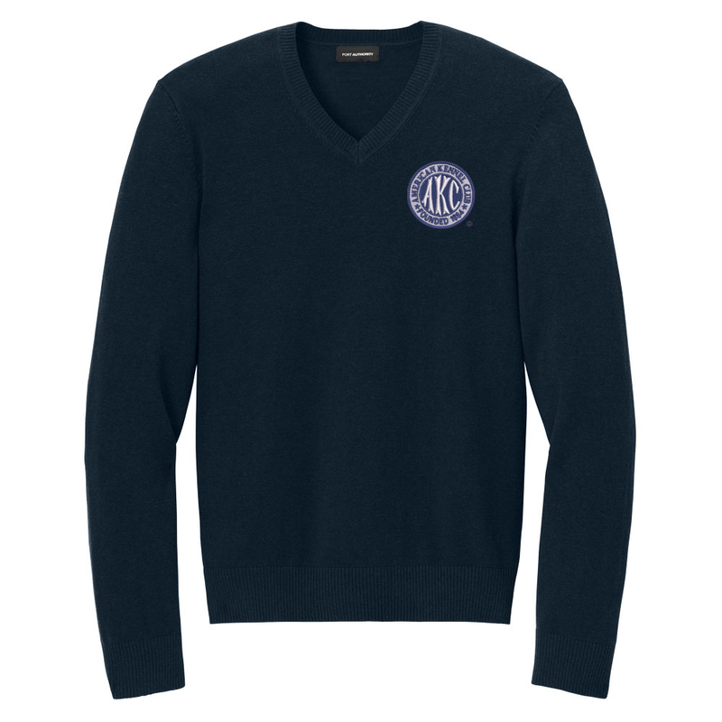 AKC Seal Embroidered V-Neck Sweater