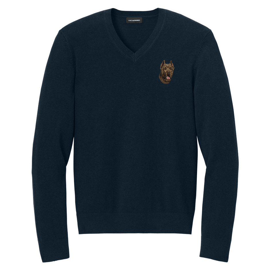 Cane Corso Embroidered V-Neck Sweater