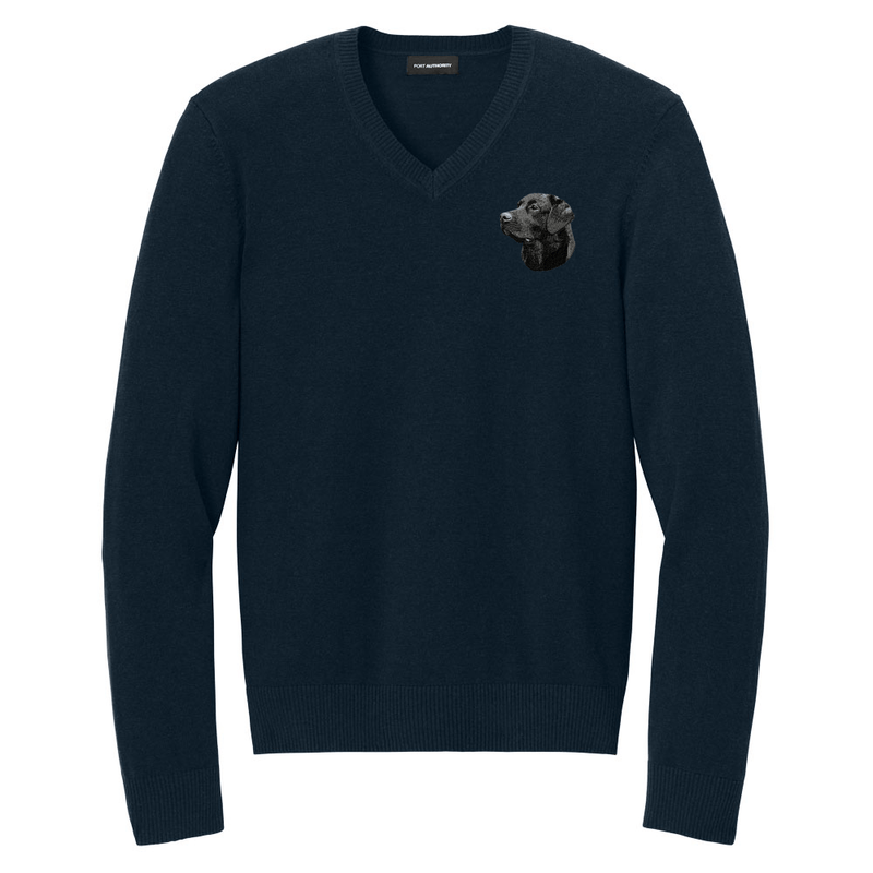 Labrador Retriever Embroidered V-Neck Sweater