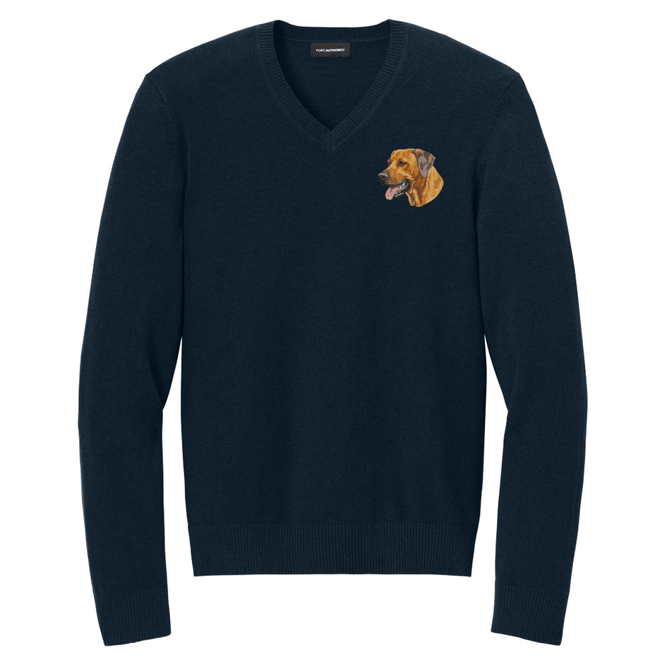 Rhodesian Ridgeback Embroidered V-Neck Sweater