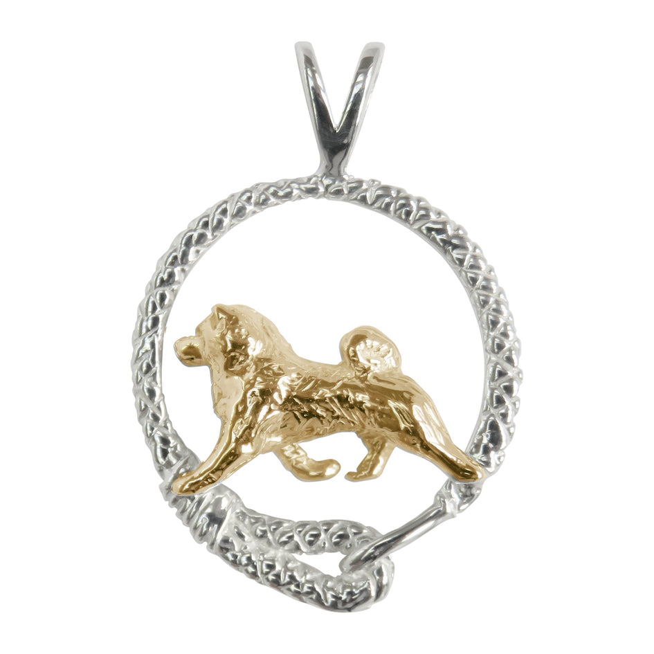 Shiba Inu in 14K Gold with Sterling Silver Leash Pendant