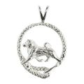 Shiba Inu in Sterling Silver Leash Pendant