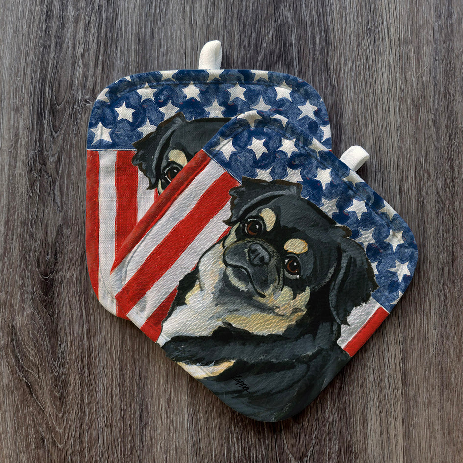 Tibetan Spaniel  Americana Pot Holder Set