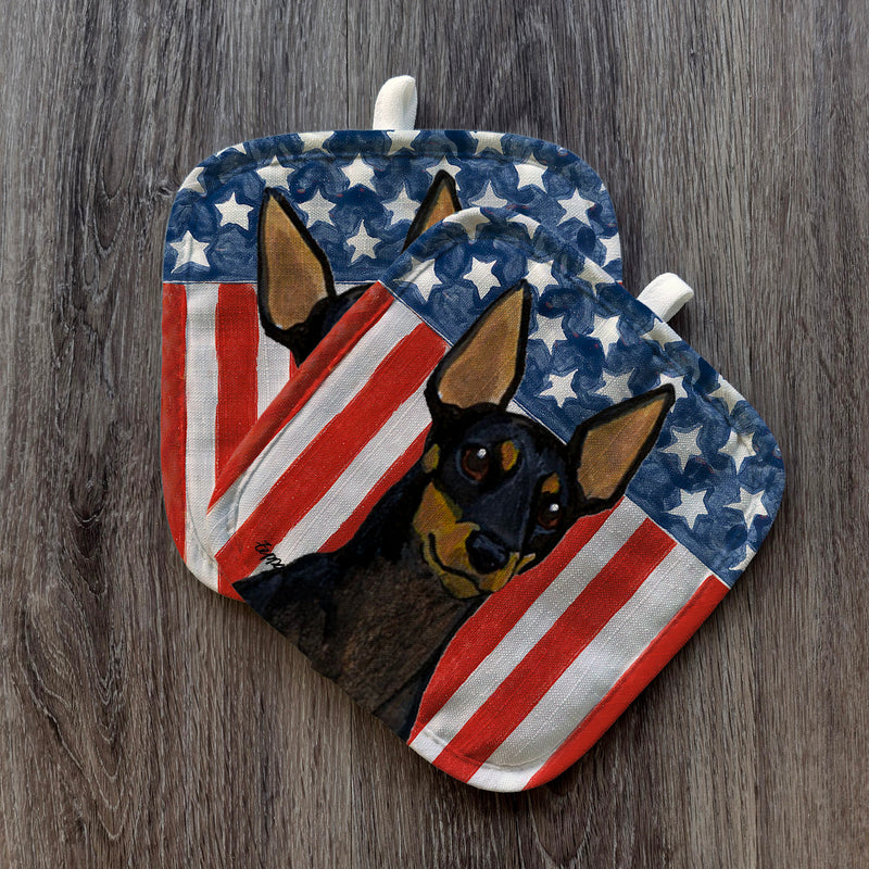 Toy Manchester Terrier Americana Pot Holder Set