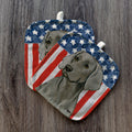 Weimaraner Sitting  Americana Pot Holder Set
