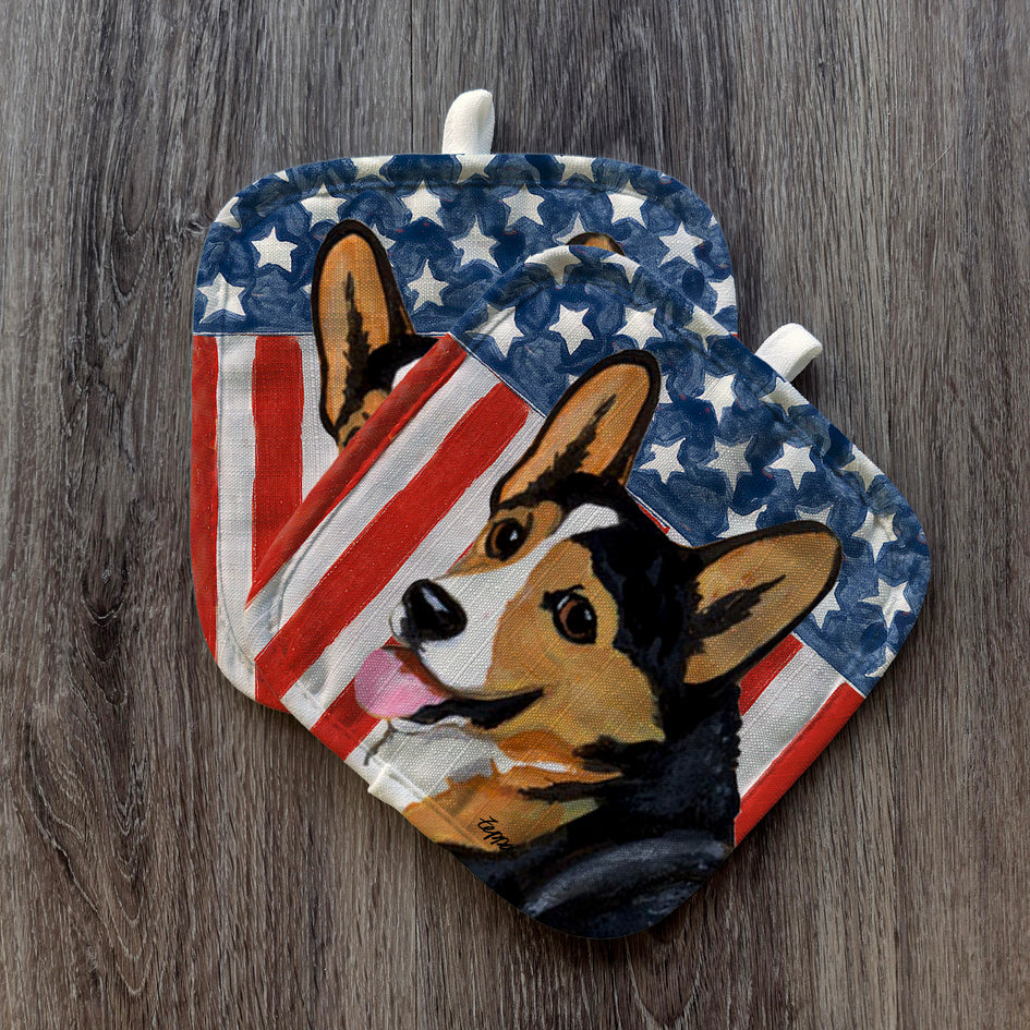 Pembroke Welsh Corgi Americana Pot Holder Set