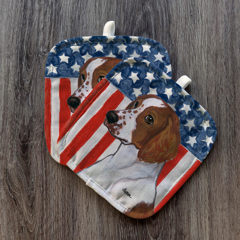Welsh Springer Spaniel  Americana Pot Holder Set