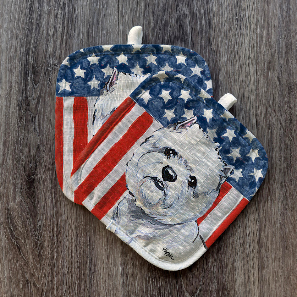 West Highland Terrier  Americana Pot Holder Set