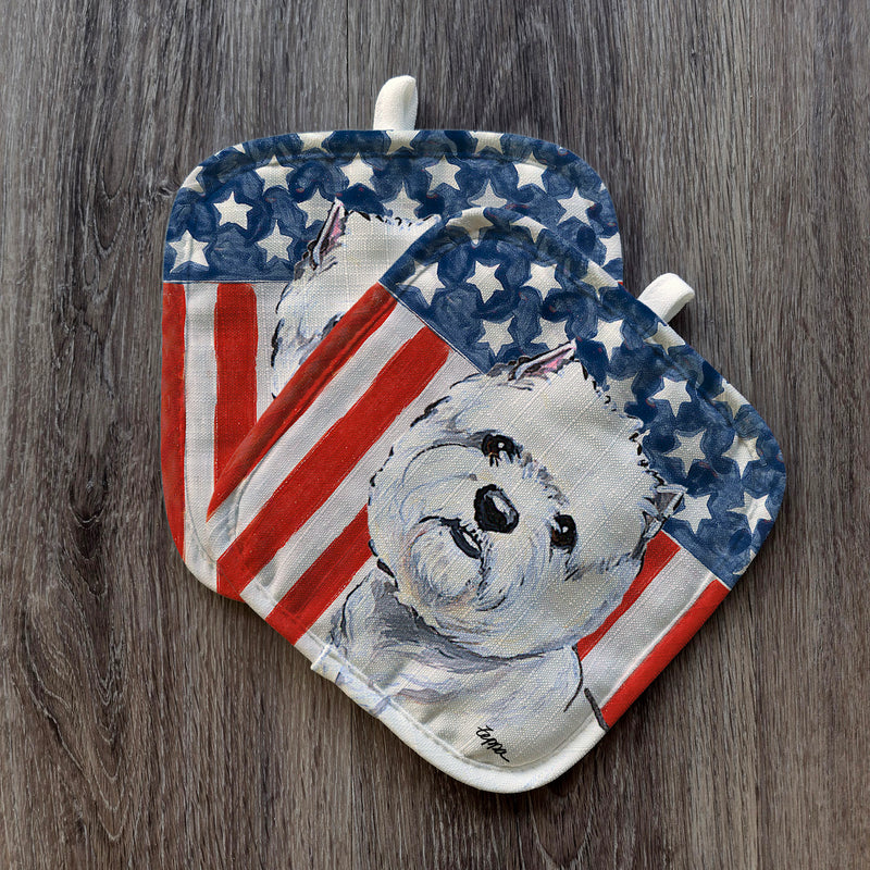 West Highland Terrier  Americana Pot Holder Set