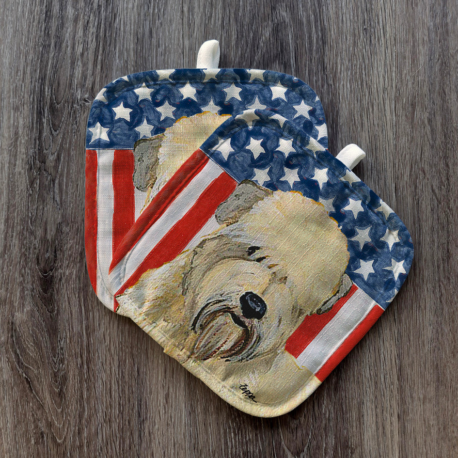Soft Coated Wheaten Terrier  Americana Pot Holder Set