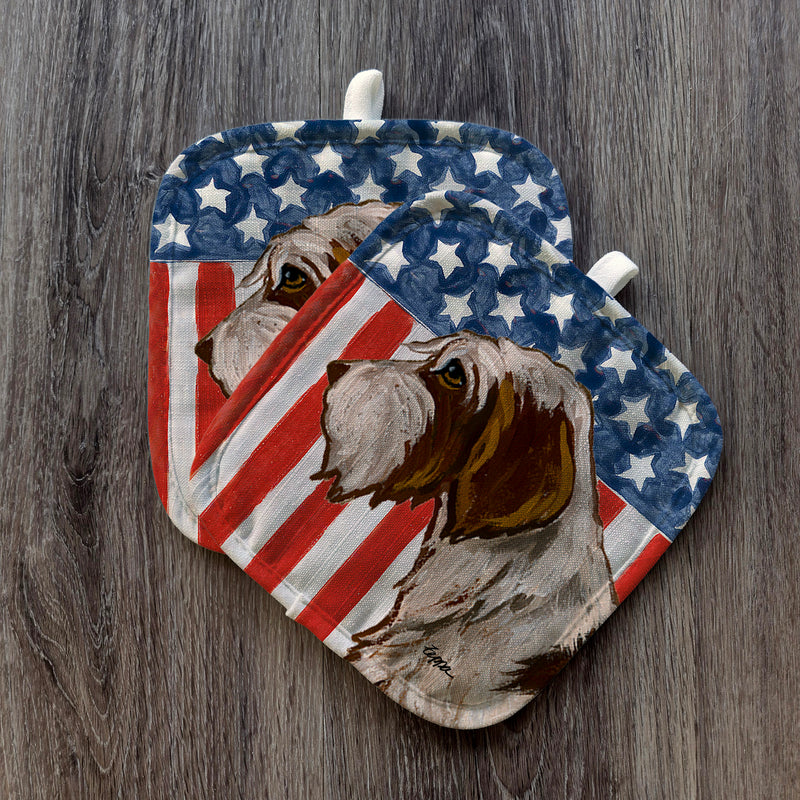 Wirehaired Pointing Griffon  Americana Pot Holder Set