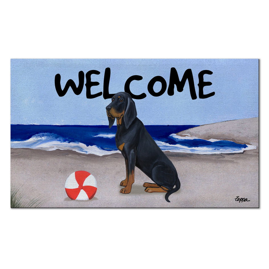 Black and  Tan Coonhound Welcome Mat