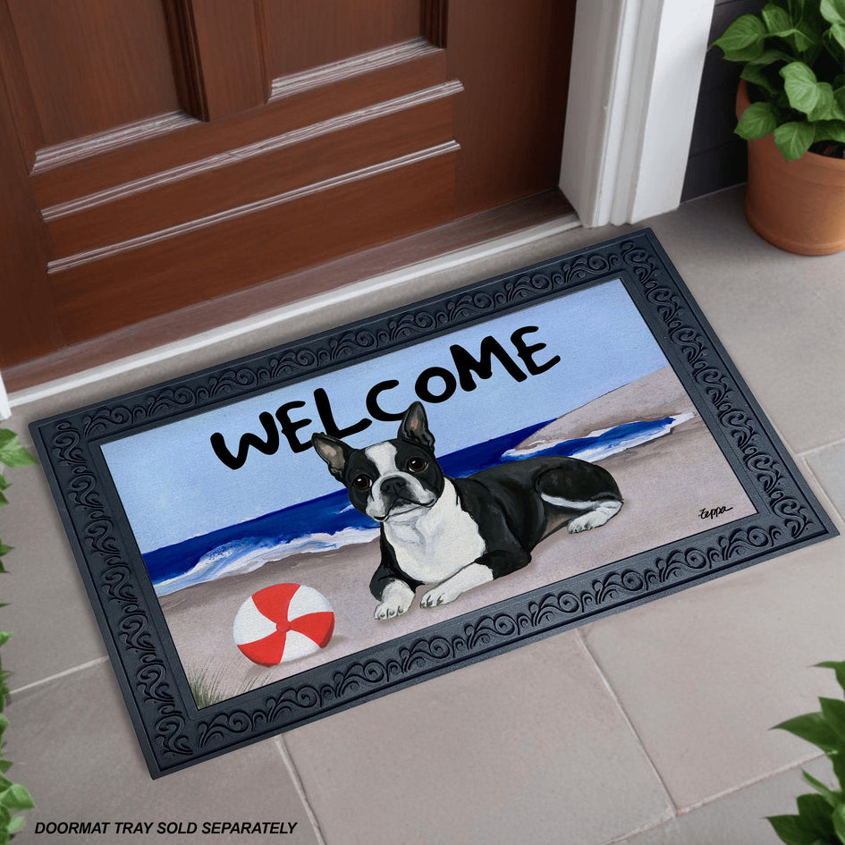 Boston Terrier Lying Welcome Mat AKC Shop