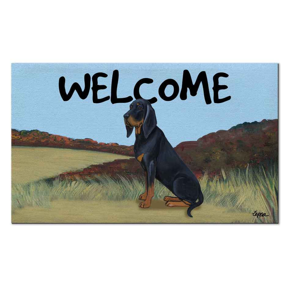 Black and  Tan Coonhound Welcome Mat