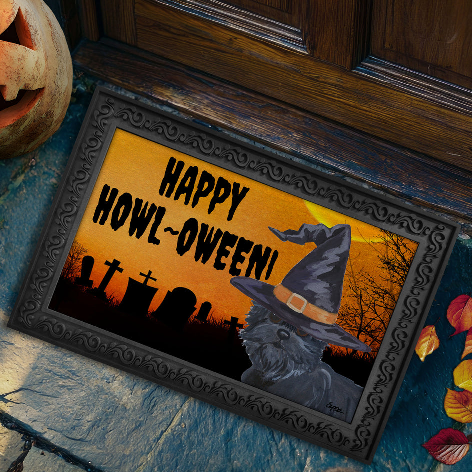 Affenpinscher HAPPY HOWL-OWEEN Welcome Mat
