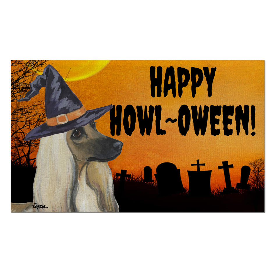 Afghan Hound HAPPY HOWL-OWEEN Welcome Mat
