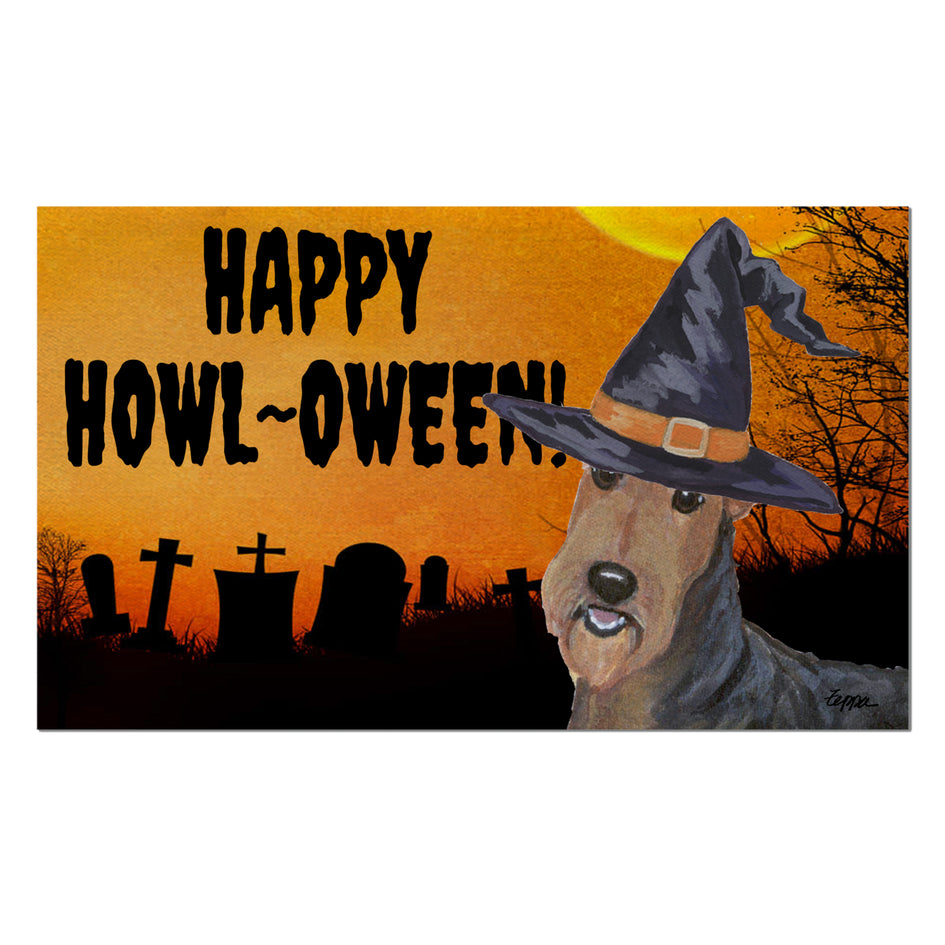 Airedale Terrier HAPPY HOWL-OWEEN Welcome Mat