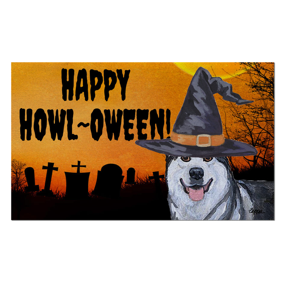 Alaskan Malamute HAPPY HOWL-OWEEN Welcome Mat