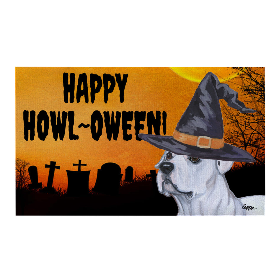American Bulldog HAPPY HOWL-OWEEN Welcome Mat