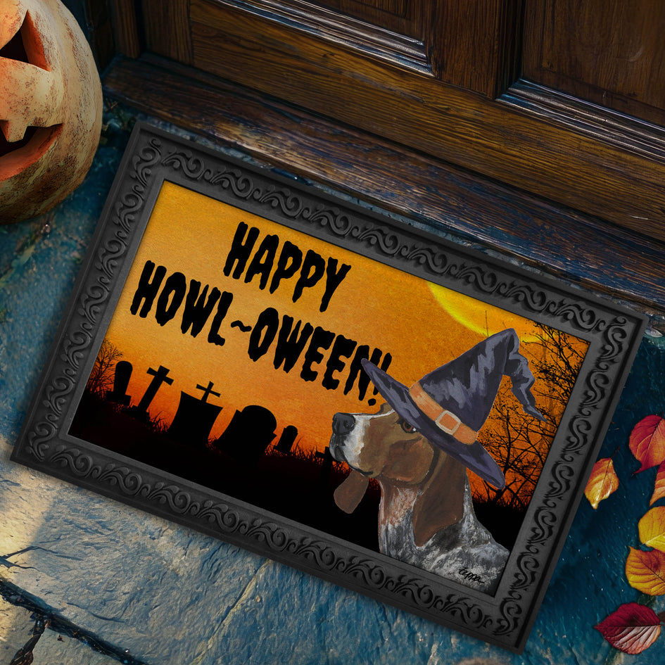 American English Coonhound HAPPY HOWL-OWEEN Welcome Mat