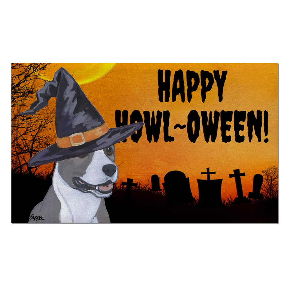 American Staffordshire Terrier HAPPY HOWL-OWEEN Welcome Mat