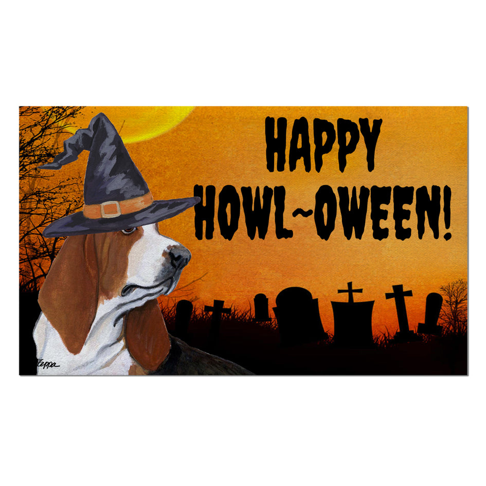 Basset Hound HAPPY HOWL-OWEEN Welcome Mat