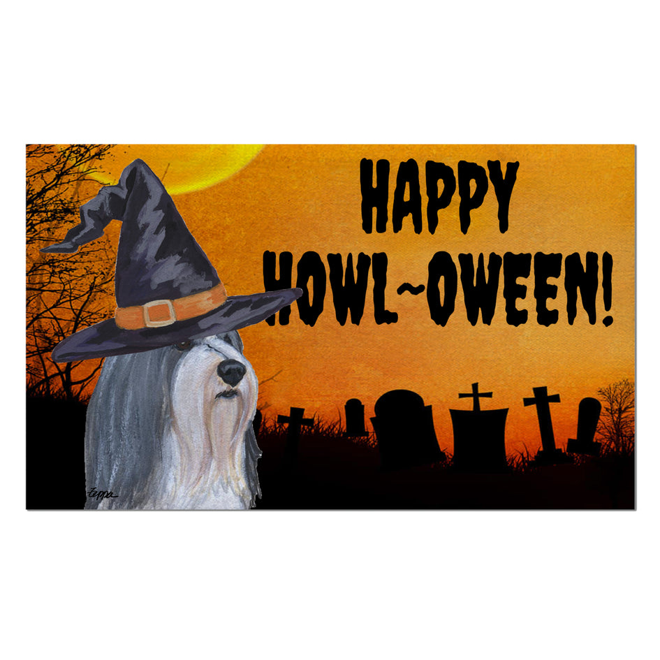 Bearded Collie HAPPY HOWL-OWEEN Welcome Mat
