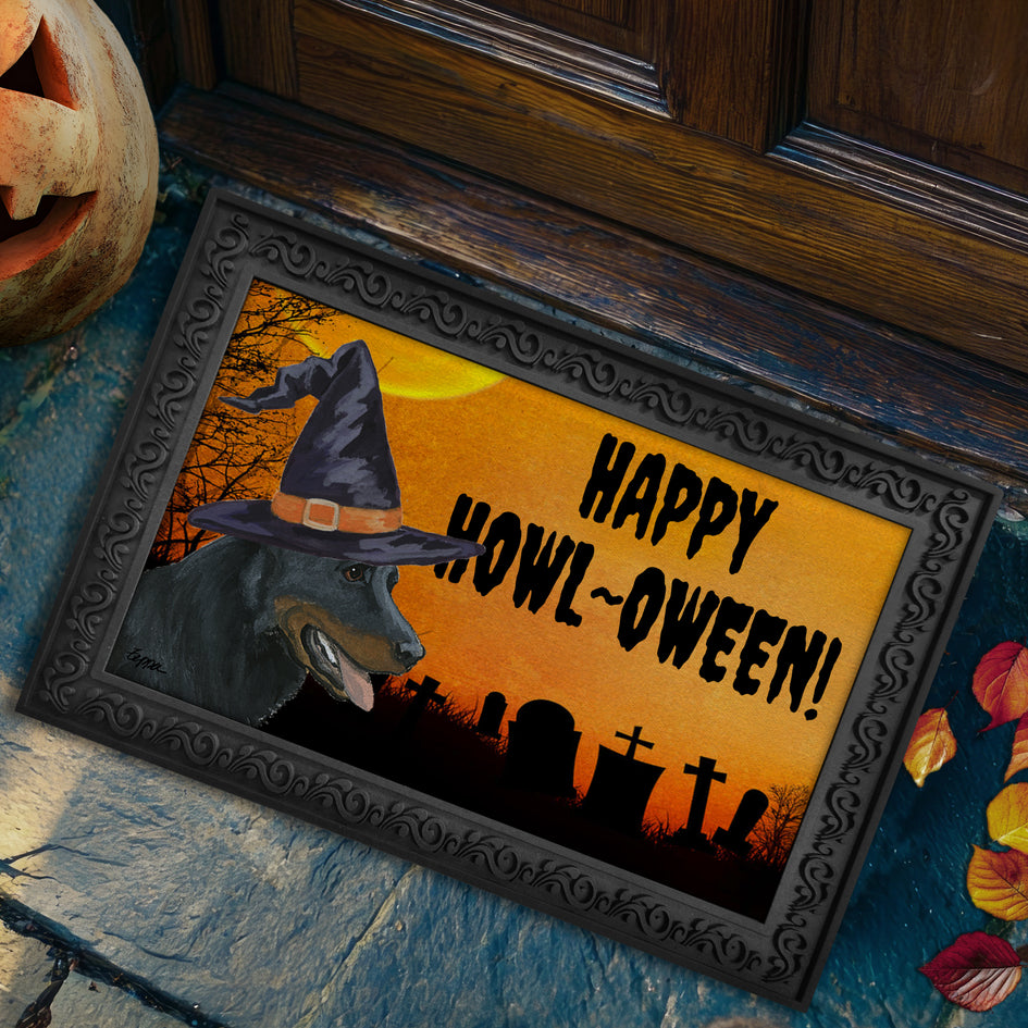 Beauceron HAPPY HOWL-OWEEN Welcome Mat