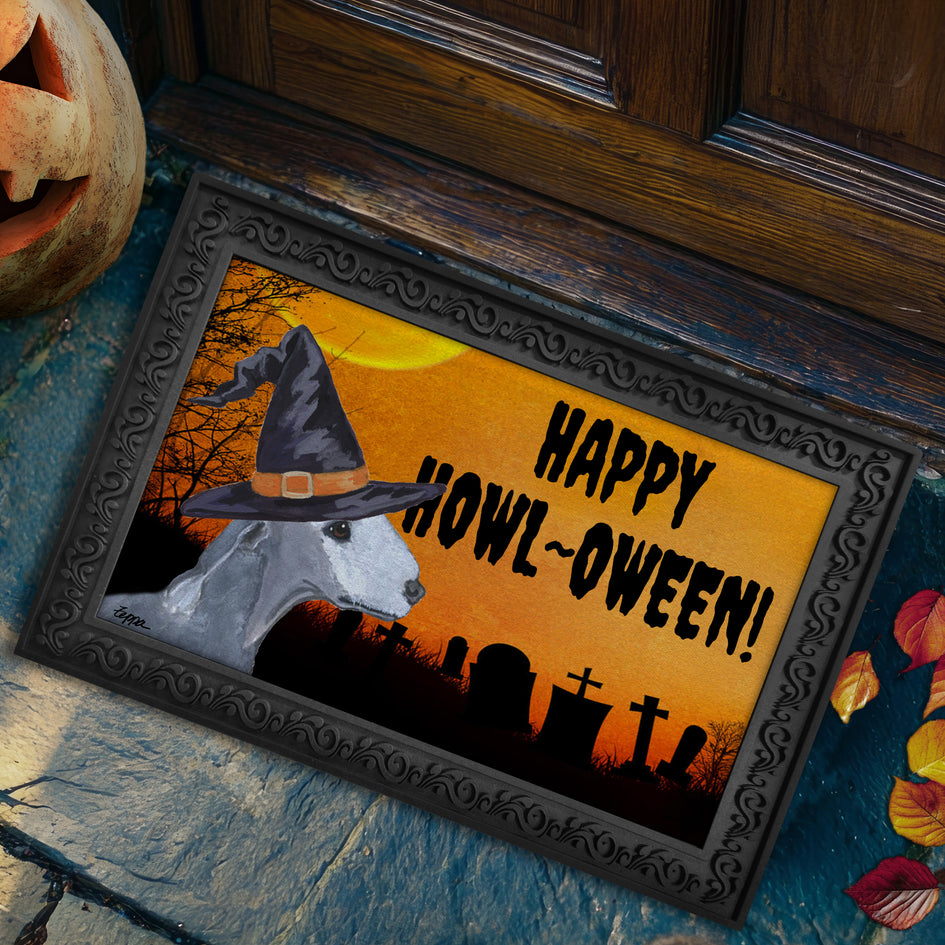 Bedlington Terrier HAPPY HOWL-OWEEN Welcome Mat