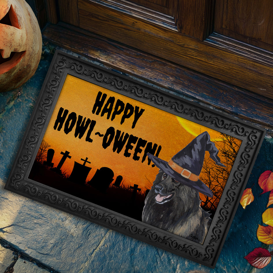 Belgian Tervuren HAPPY HOWL-OWEEN Welcome Mat