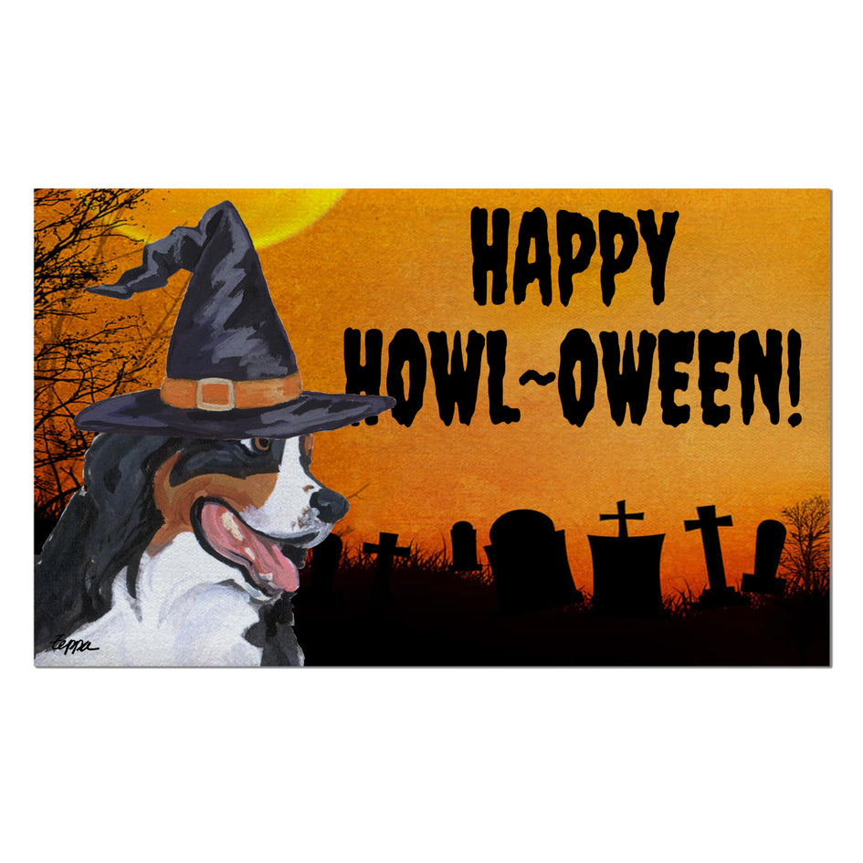 Bernese Mountain Dog HAPPY HOWL-OWEEN Welcome Mat