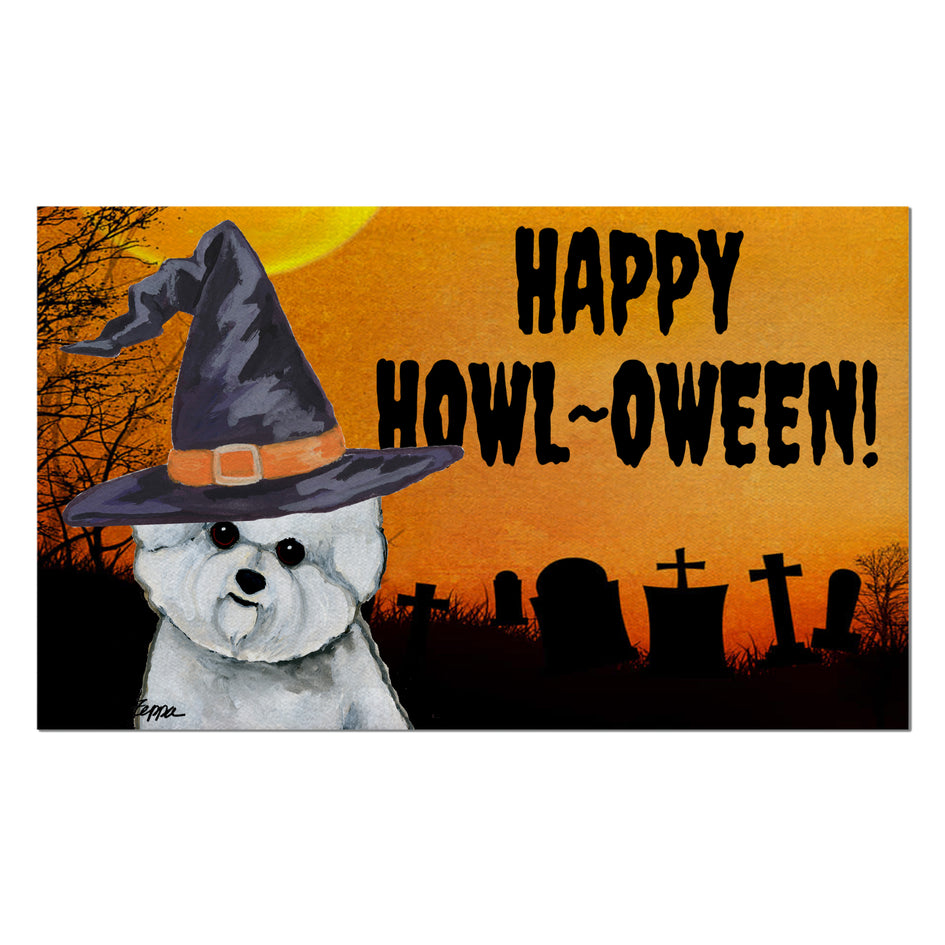 Bichon Frise HAPPY HOWL-OWEEN Welcome Mat