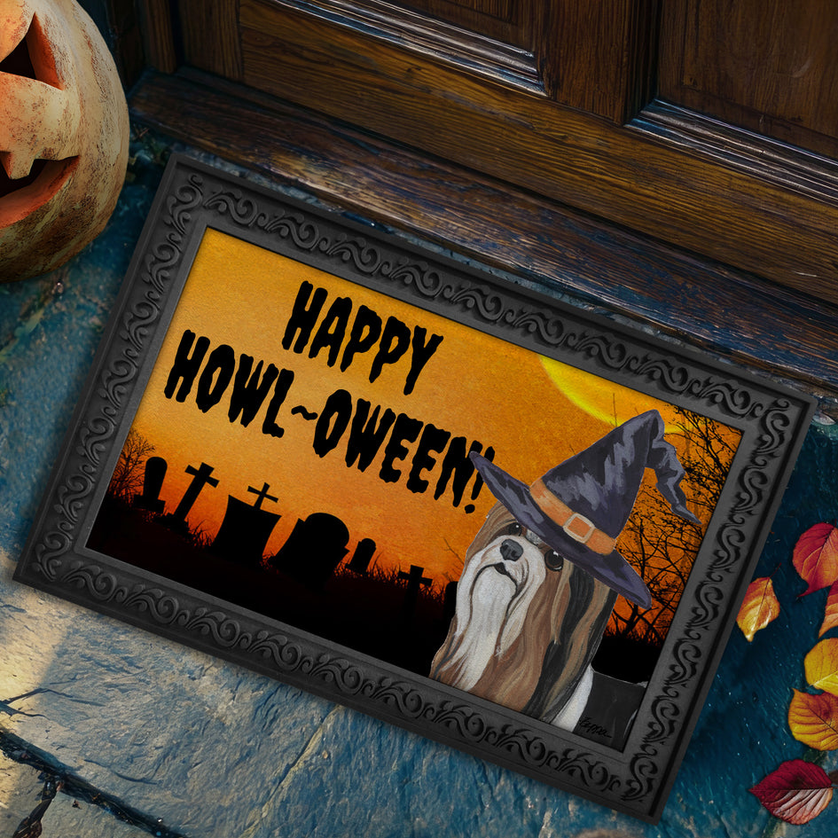 Biewer Terrier HAPPY HOWL-OWEEN Welcome Mat